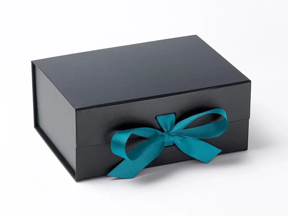 A5 Deep Black Luxury Gift box with magnetic closure, and choice of ribbon (Pack of 12)