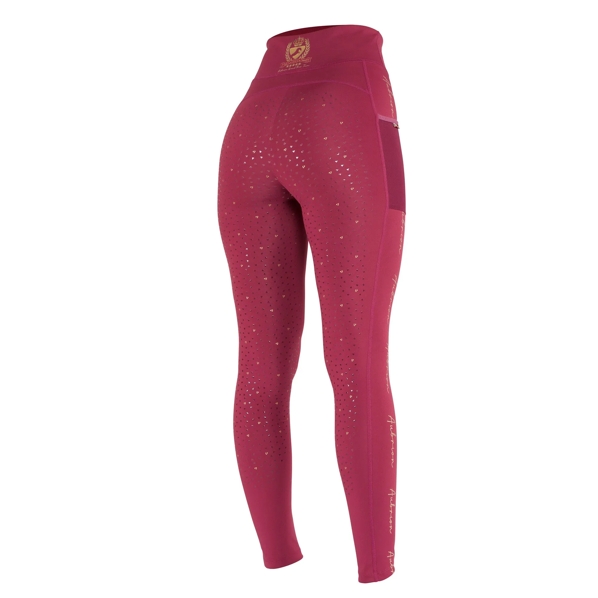 Aubrion Ladies Team Riding Tights - Mulberry