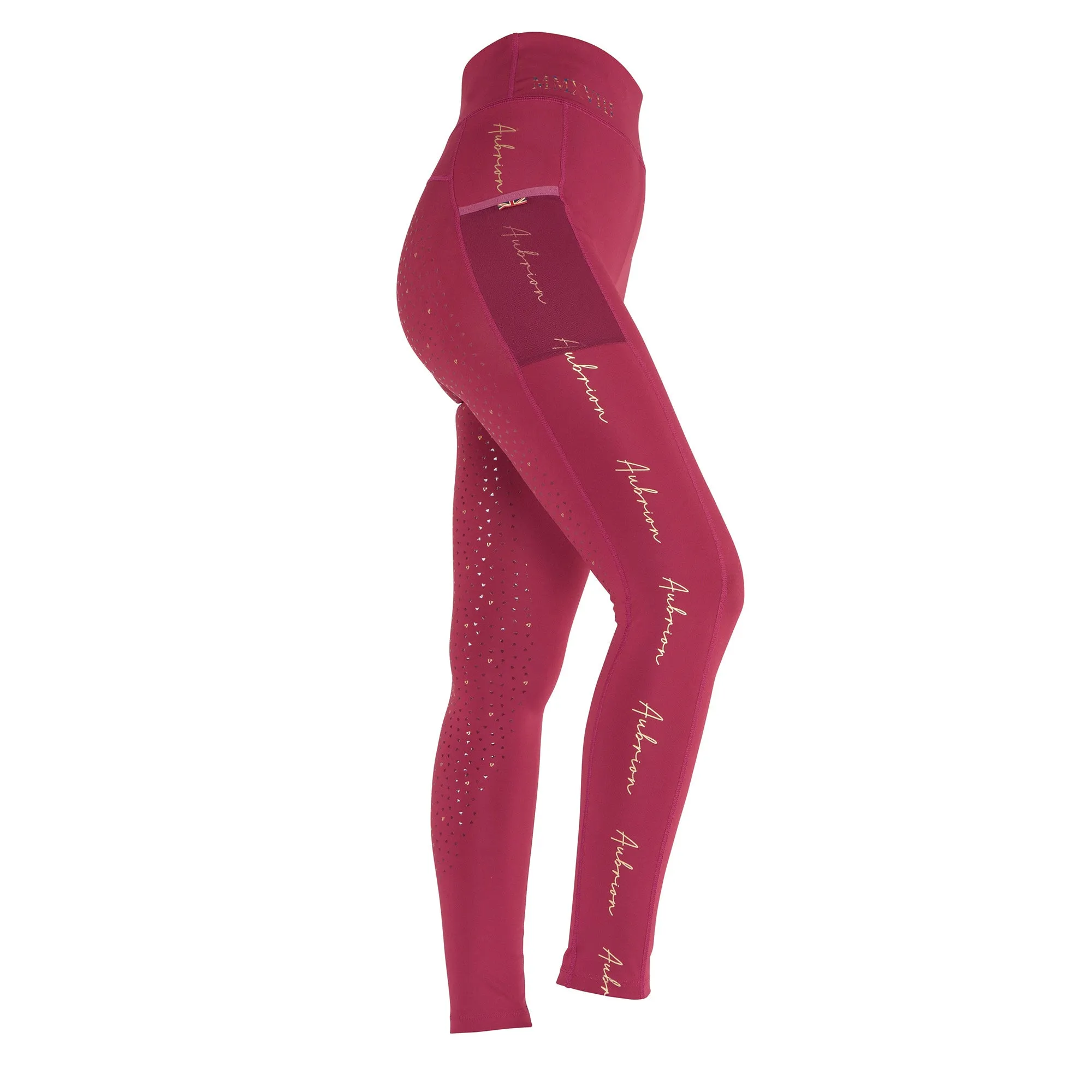 Aubrion Ladies Team Riding Tights - Mulberry