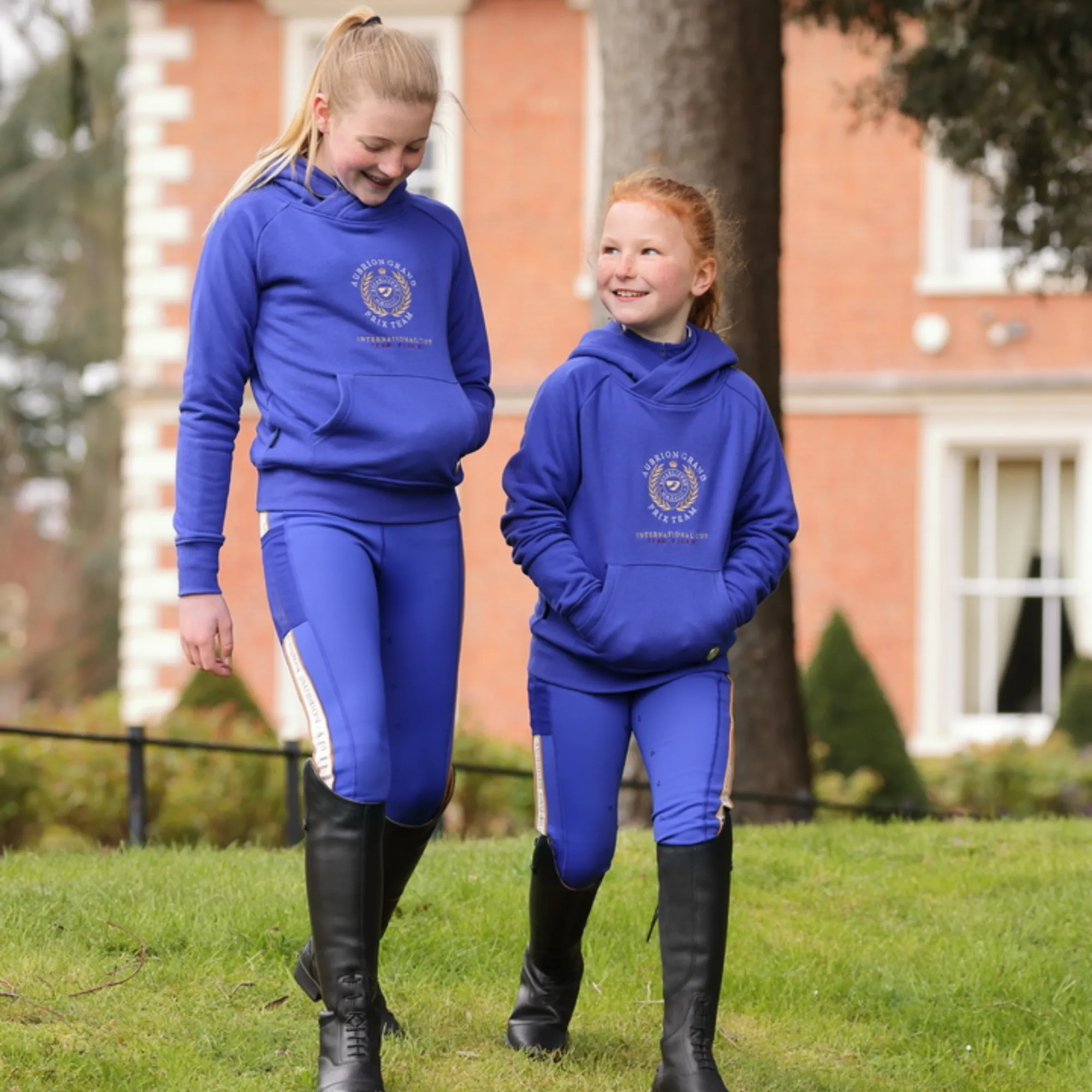 Aubrion Young Rider Team Shield Riding Tights - Blue