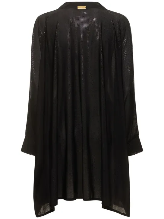 Balmain   Shiny jersey v-neck mini kaftan dress 