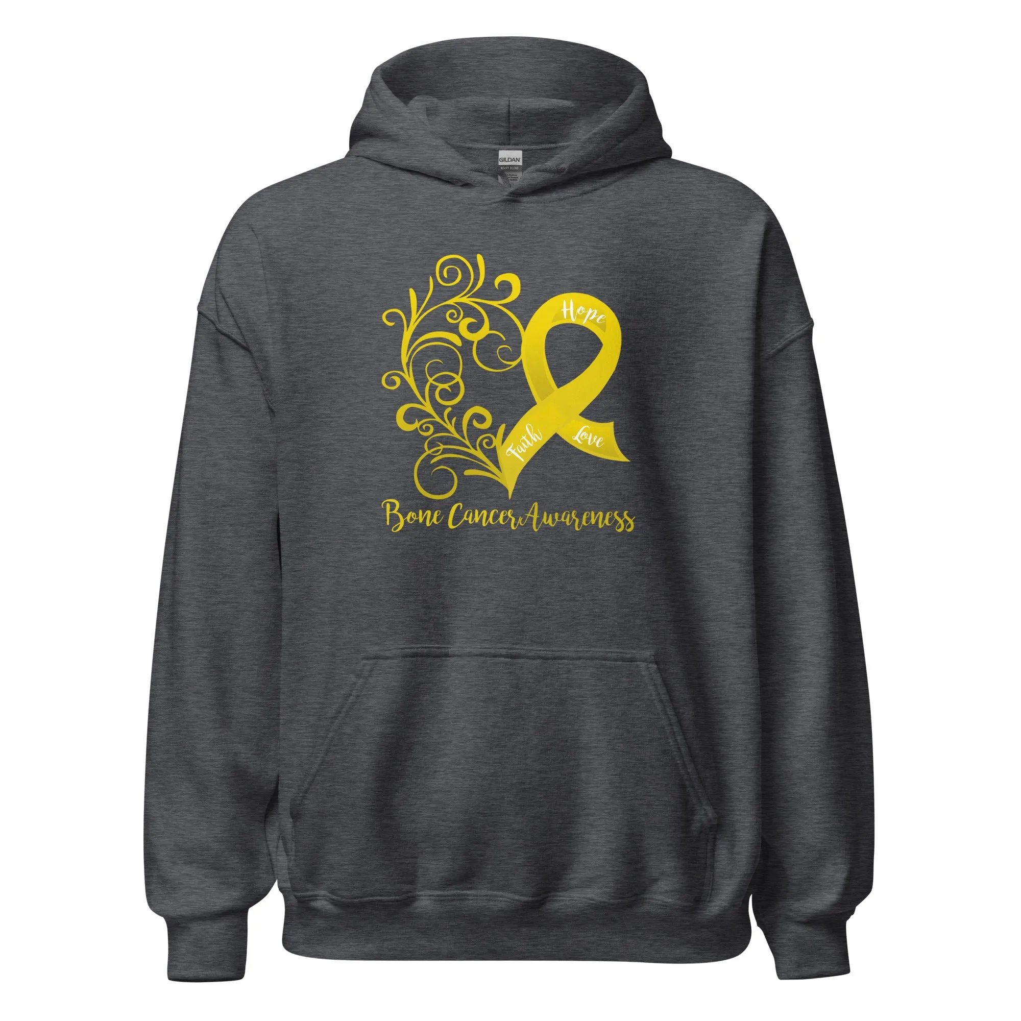 Bone Cancer Awareness Heart Hoodie - Several Colors Available