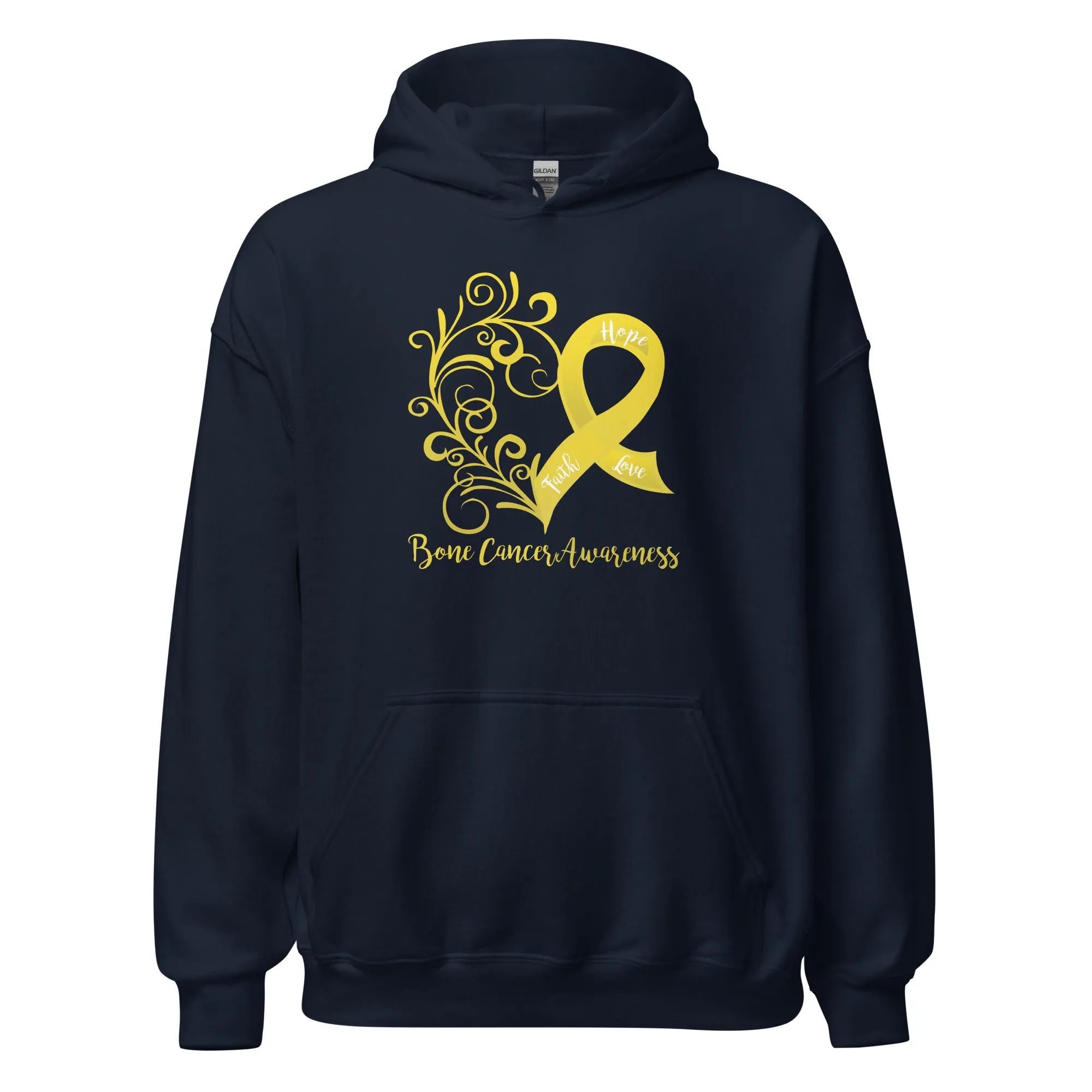 Bone Cancer Awareness Heart Hoodie - Several Colors Available
