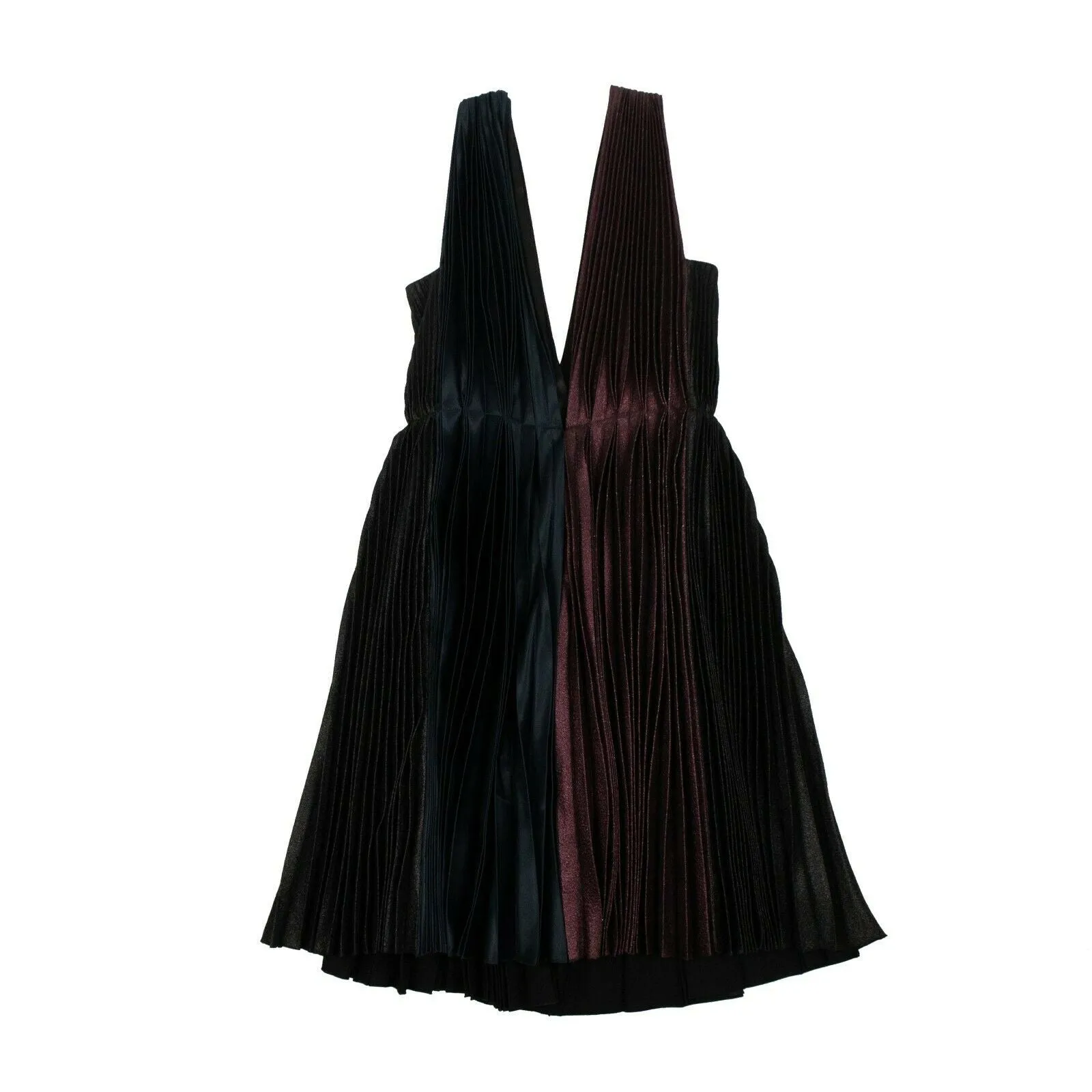 Cedric Charlier Pleated Plunging Neck Dress - Multi