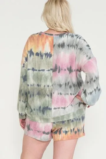 Color Blocked Sweatshirt And Shorts Set