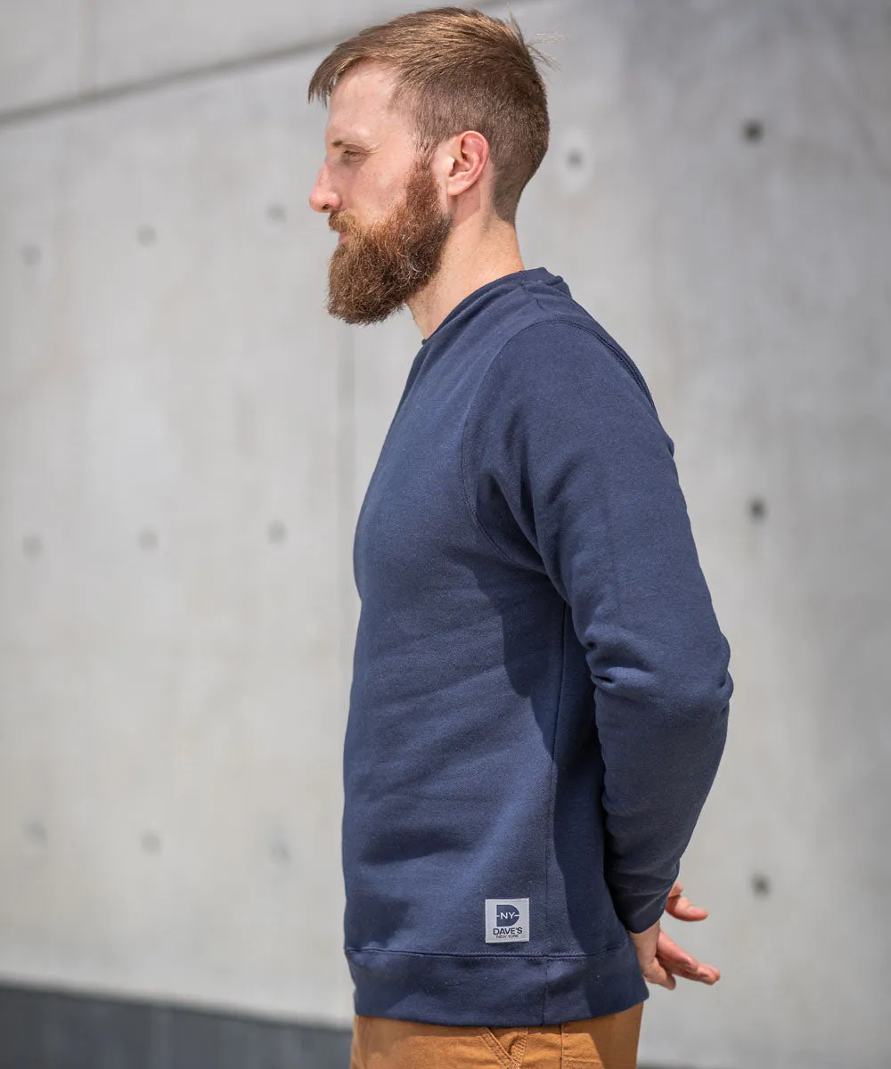 Dave’s New York Men&#39;s Midweight Crew Neck Sweatshirt - Navy
