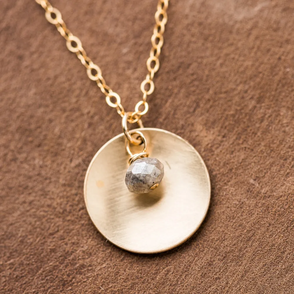 Disc Necklace with Mystic Labradorite