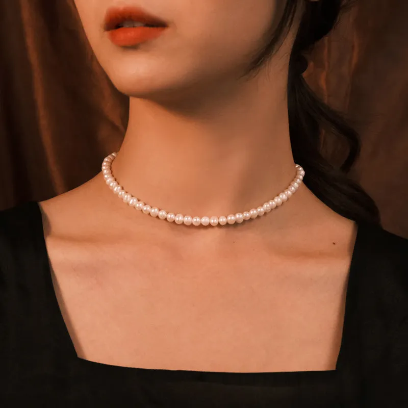 Elegant 18K Gold Plated Freshwater Cultured Pearl Necklace Choker