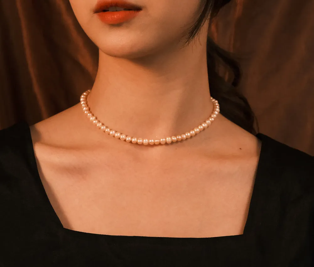 Elegant 18K Gold Plated Freshwater Cultured Pearl Necklace Choker