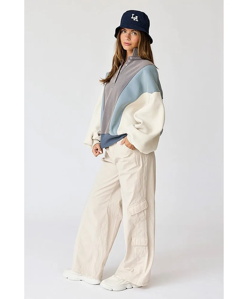 Emma Oversized Washed Colorblock Sweatshirt