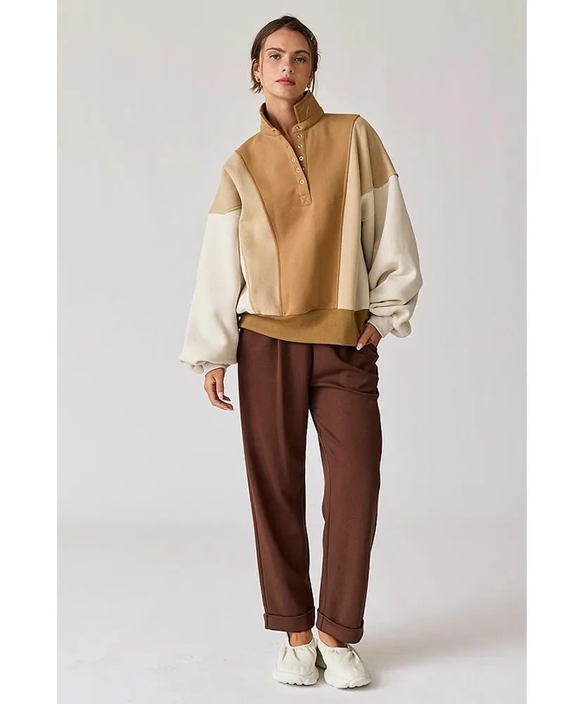Emma Oversized Washed Colorblock Sweatshirt
