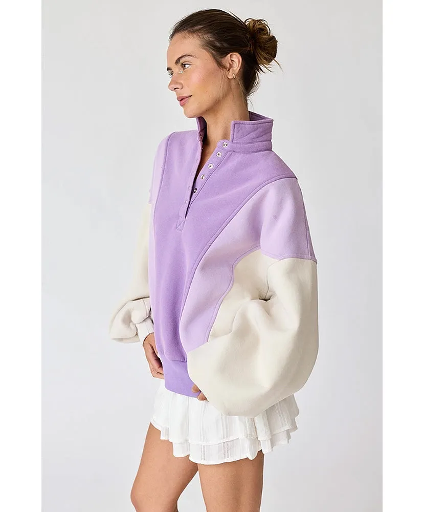 Emma Oversized Washed Colorblock Sweatshirt