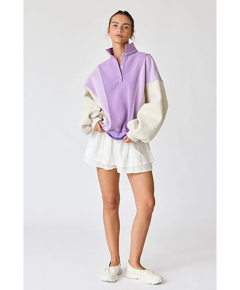 Emma Oversized Washed Colorblock Sweatshirt