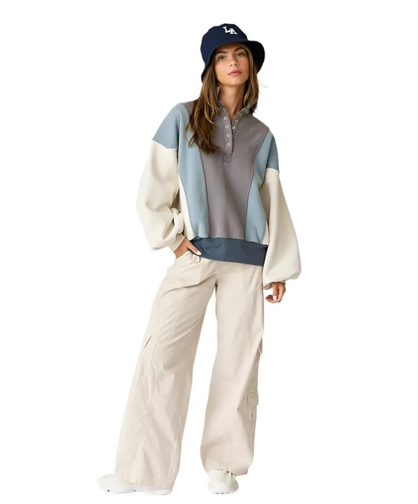 Emma Oversized Washed Colorblock Sweatshirt