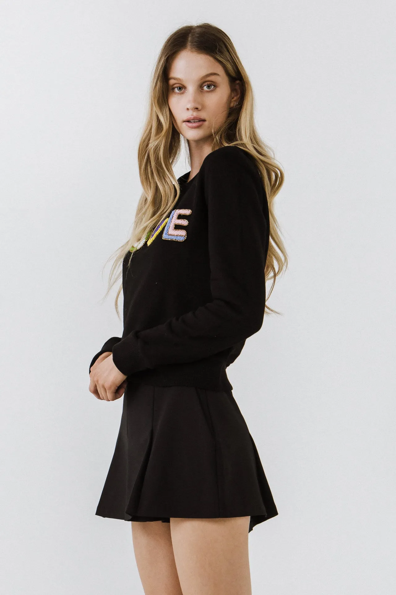 Endless Rose - Beads Lettering Sweatshirt - Final Sale