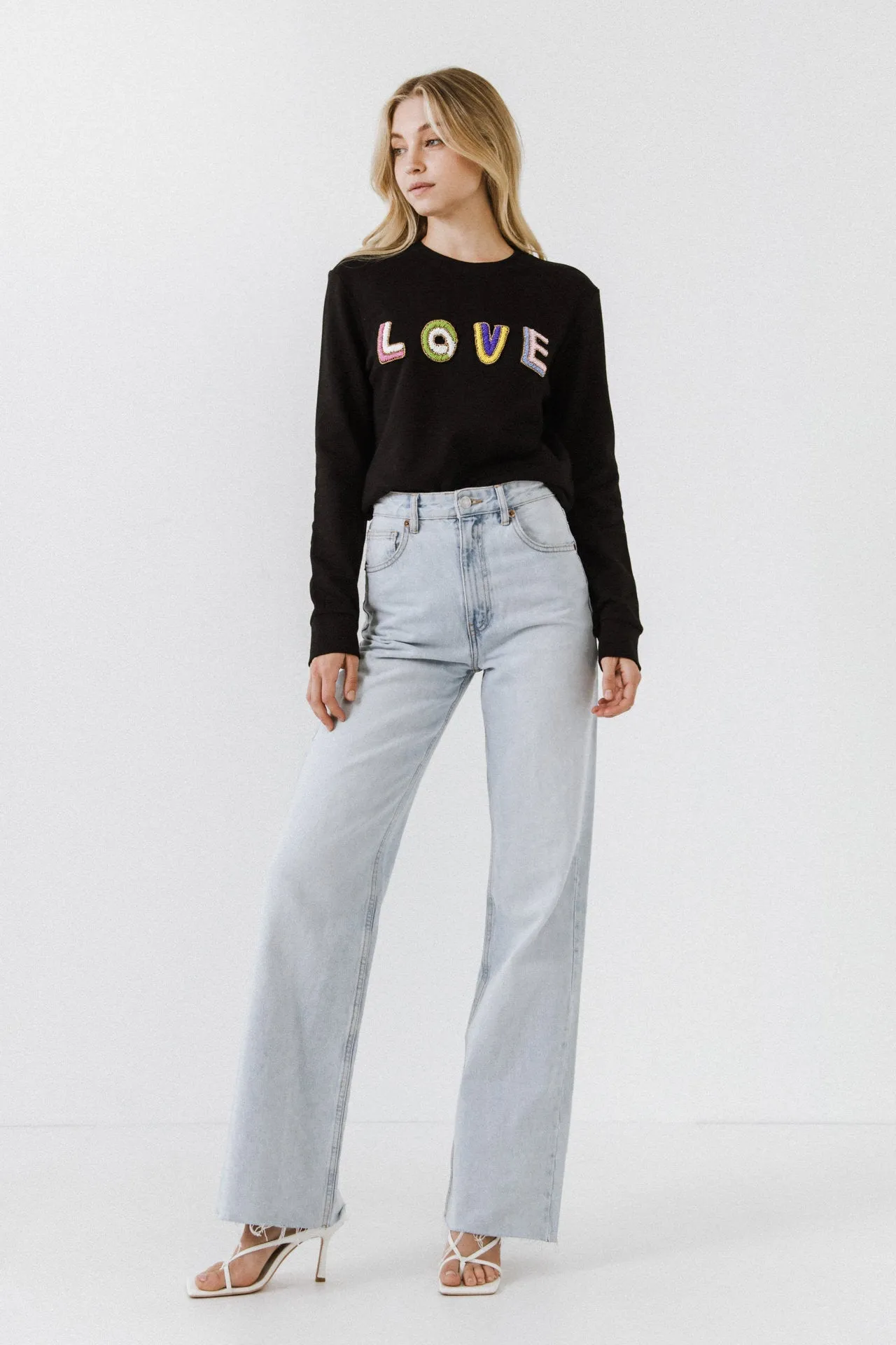 Endless Rose - Beads Lettering Sweatshirt - Final Sale
