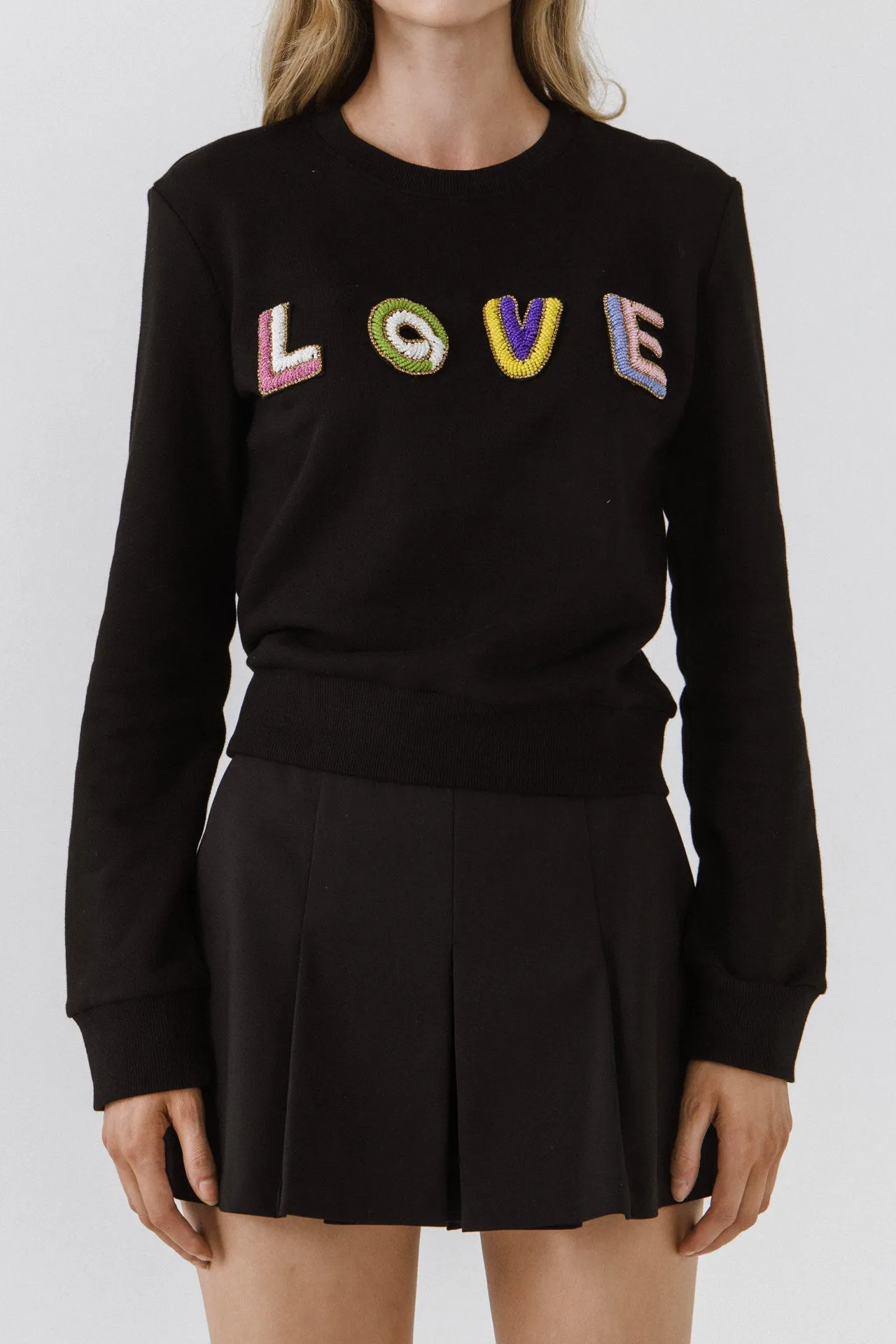 Endless Rose - Beads Lettering Sweatshirt - Final Sale