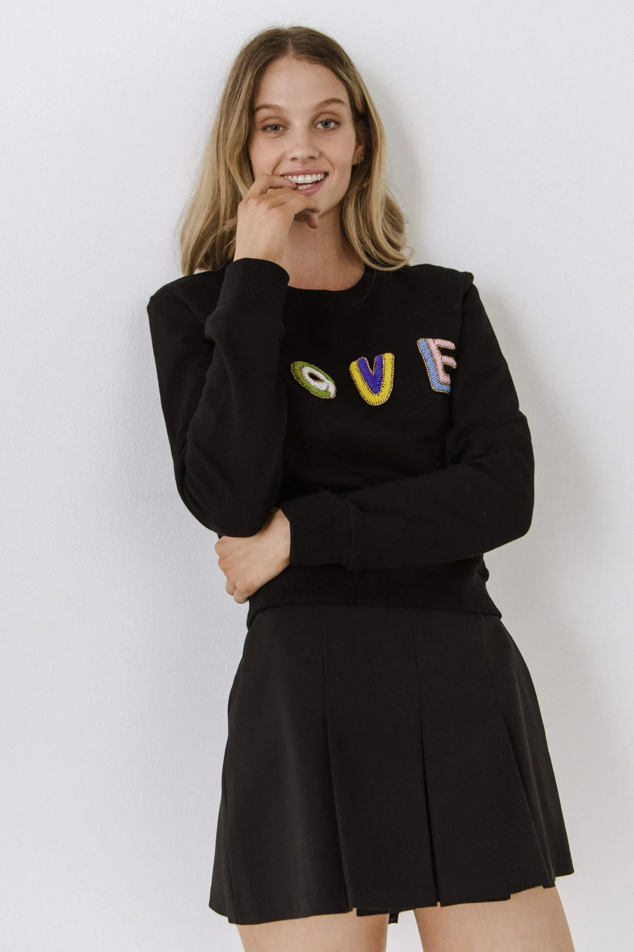 Endless Rose - Beads Lettering Sweatshirt - Final Sale