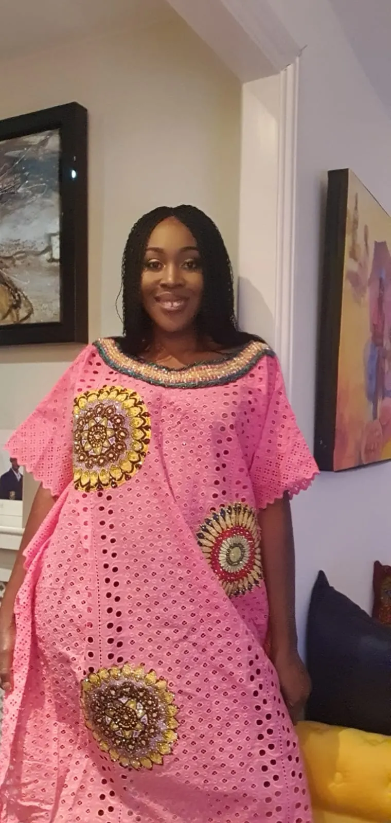Final Piece Size 16 Embellished Lace Ankara Inspired Bubu - Short Length