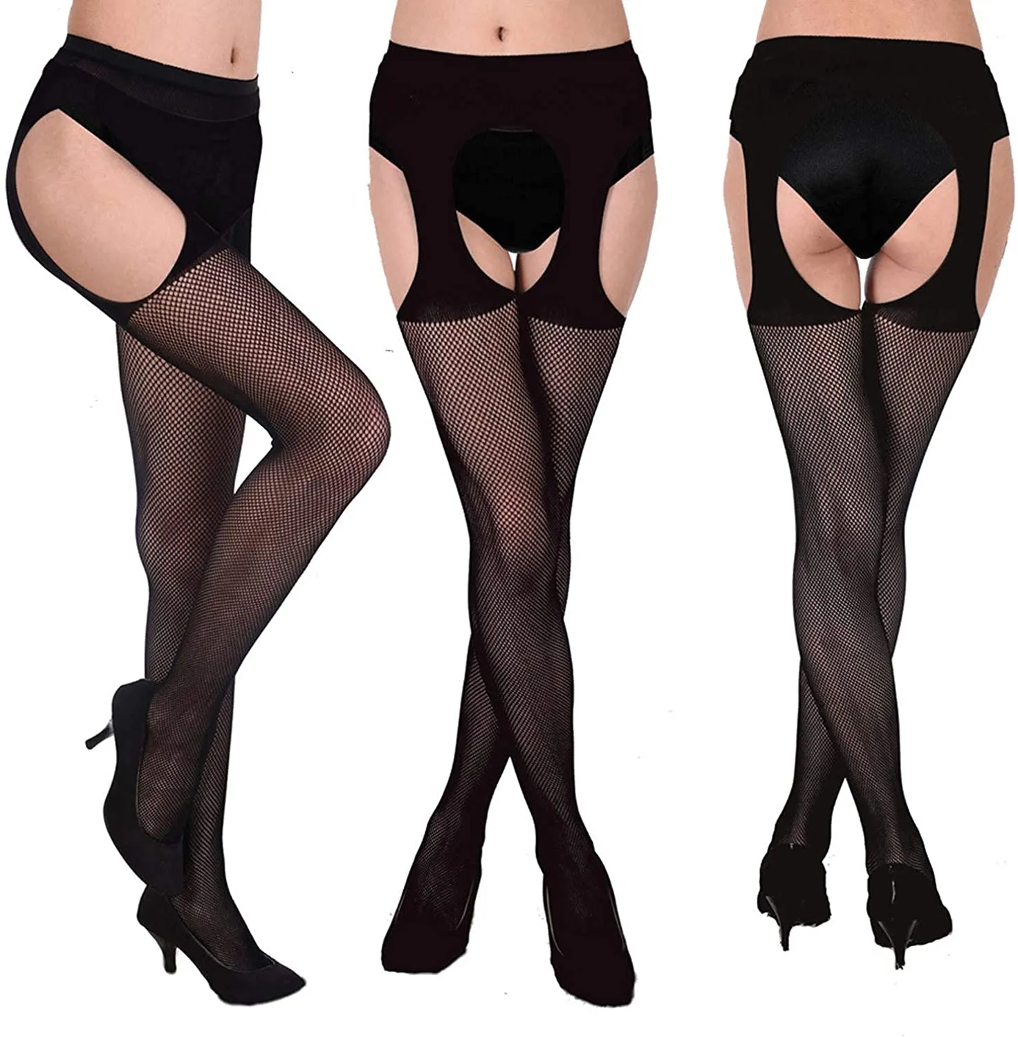 Fullsexy Plus Size Fishnet Stockings, Fishnet Tights Thigh High Stockings Pantyhose for Women