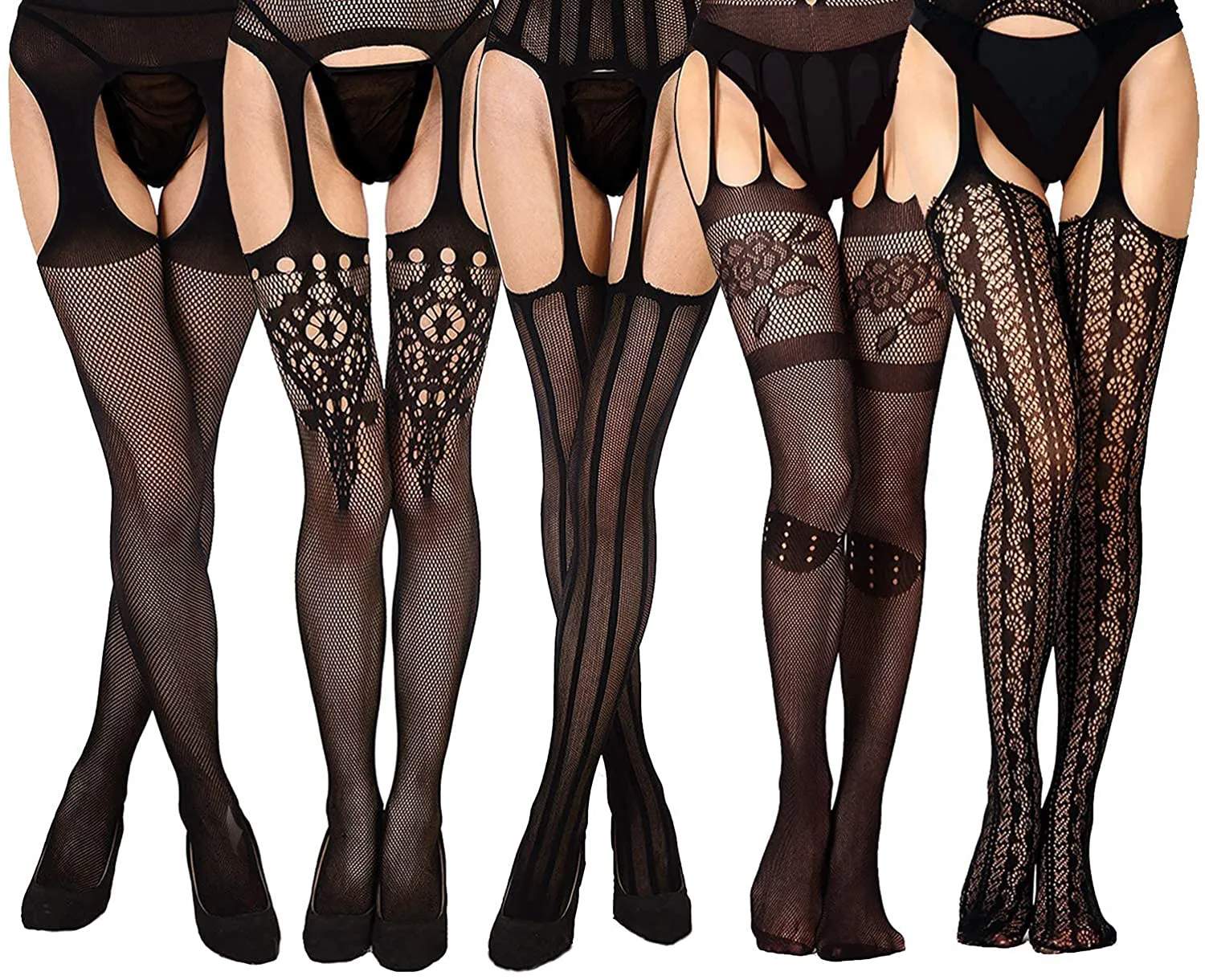 Fullsexy Plus Size Fishnet Stockings, Fishnet Tights Thigh High Stockings Pantyhose for Women