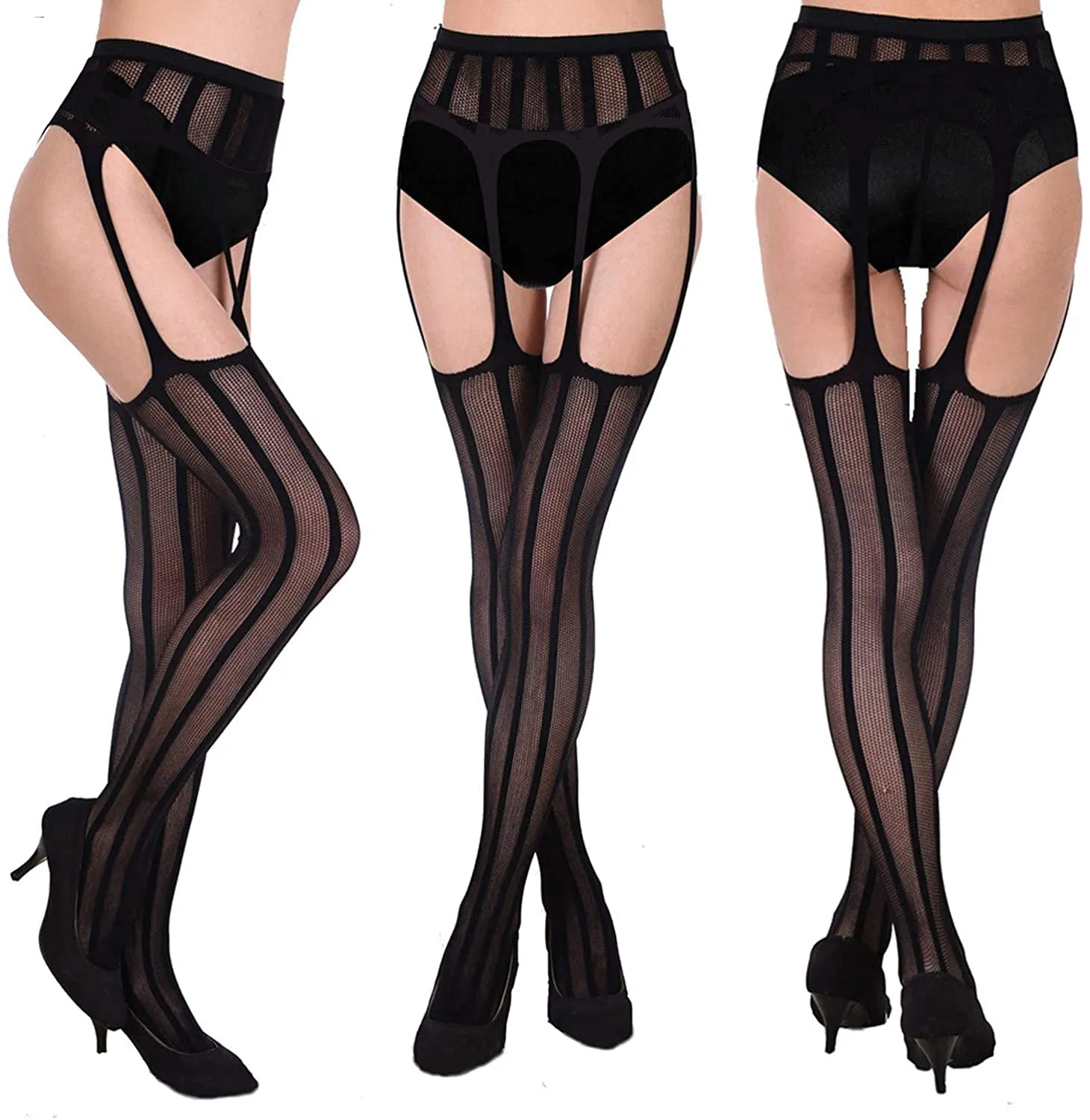 Fullsexy Plus Size Fishnet Stockings, Fishnet Tights Thigh High Stockings Pantyhose for Women