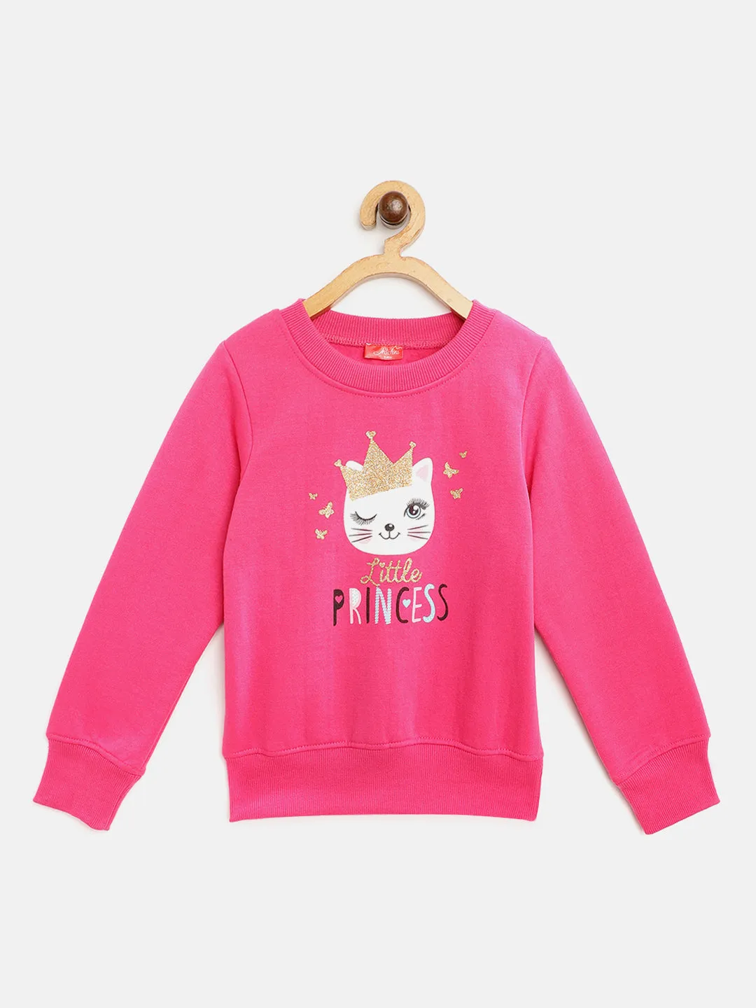 Girls Pink Kitty Sweatshirt - Ps Peaches