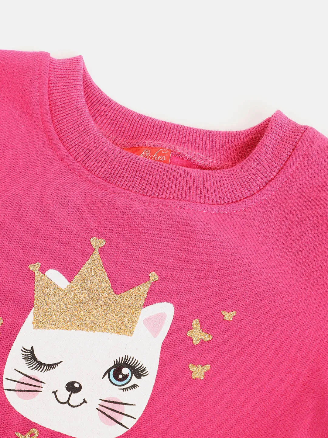 Girls Pink Kitty Sweatshirt - Ps Peaches