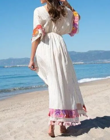 Gold Stripe Maxi Dress With Beaded Sequin