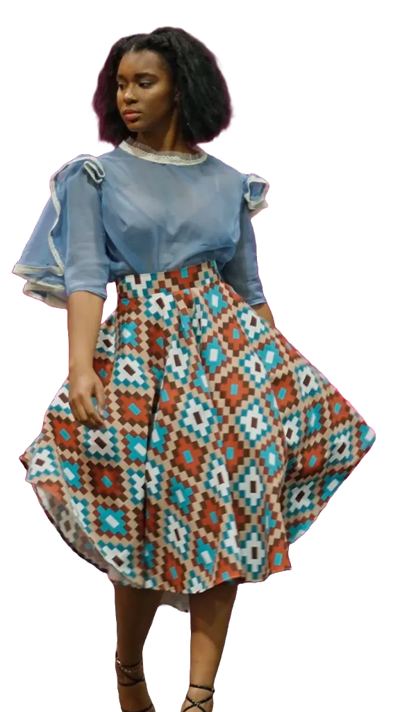 High-Low Native Print Skirt