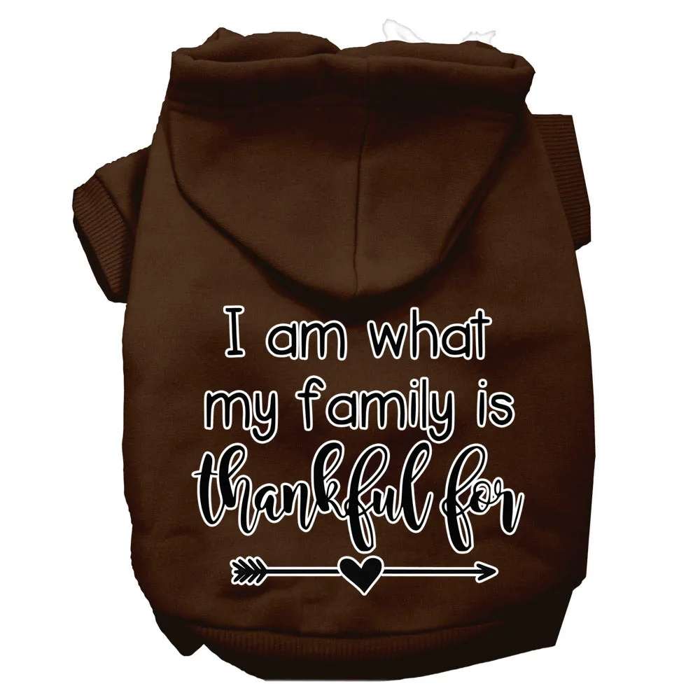 I Am What My Family Is Thankful For Screen Print Dog Hoodie Brown Xxl