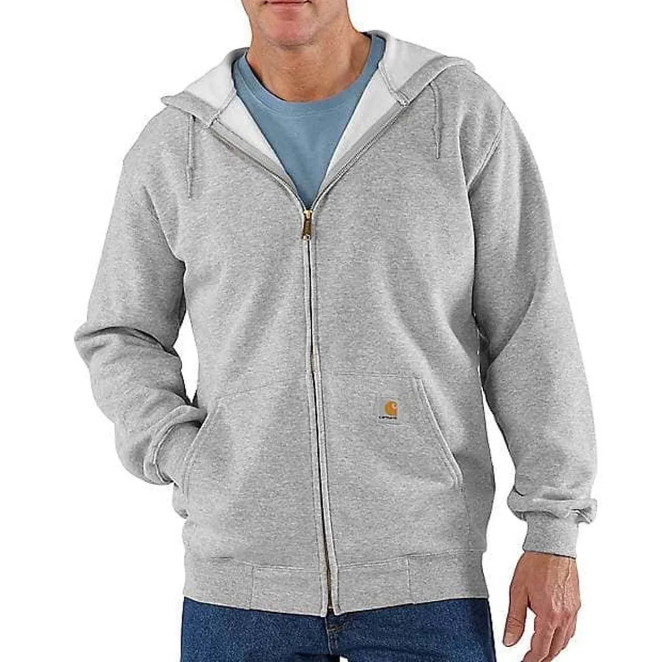 MEN&#x27;S FULL ZIP HOODED SWEATSHIRT GREY