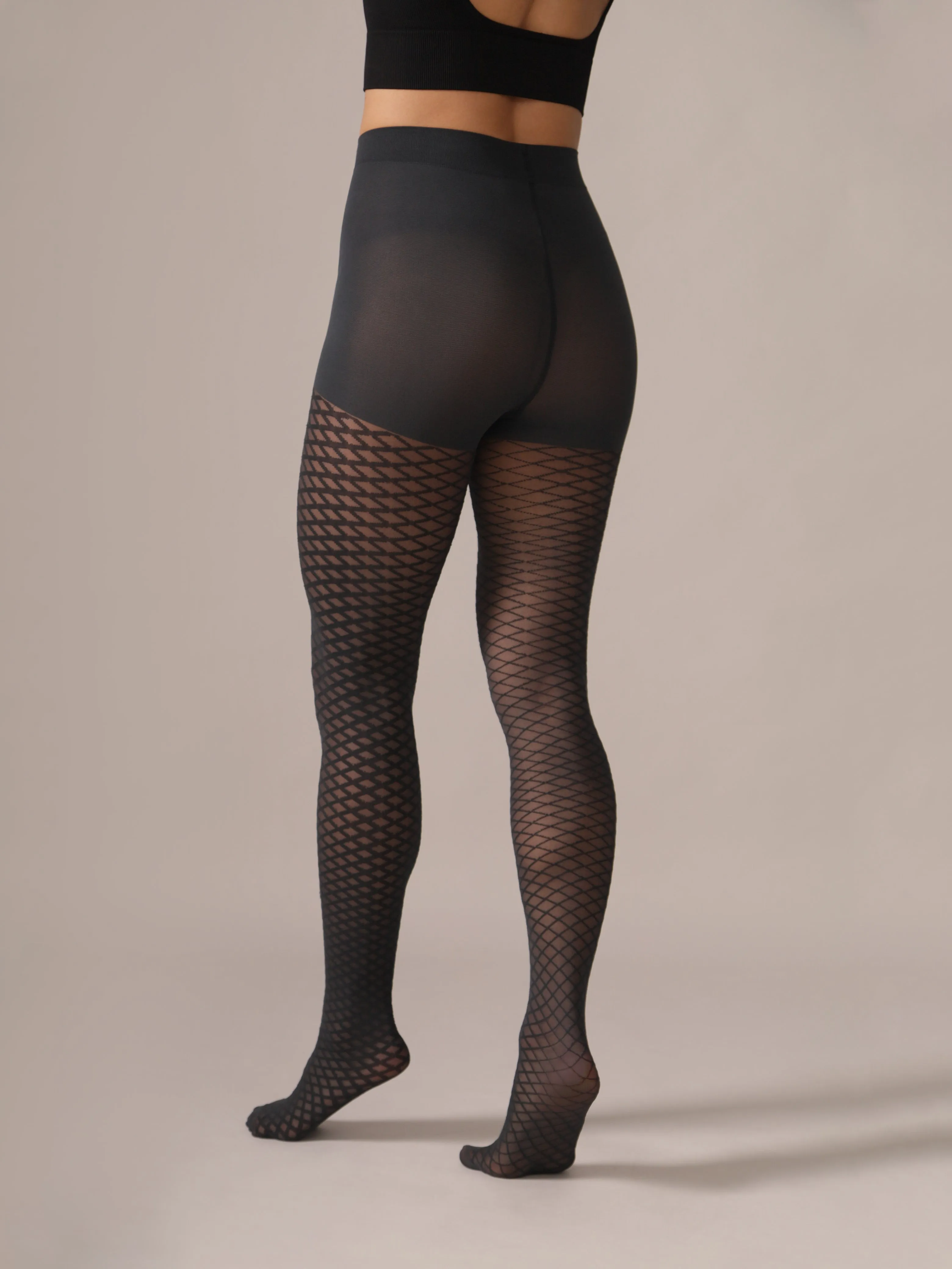 Mini Argyle Tights in Charcoal