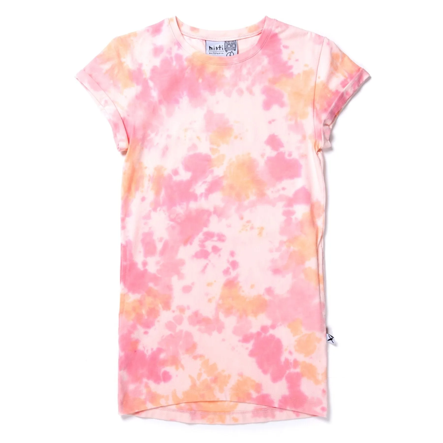 Minti Wham Rolled Up Tee Dress - Pink/Orange Tie Dye