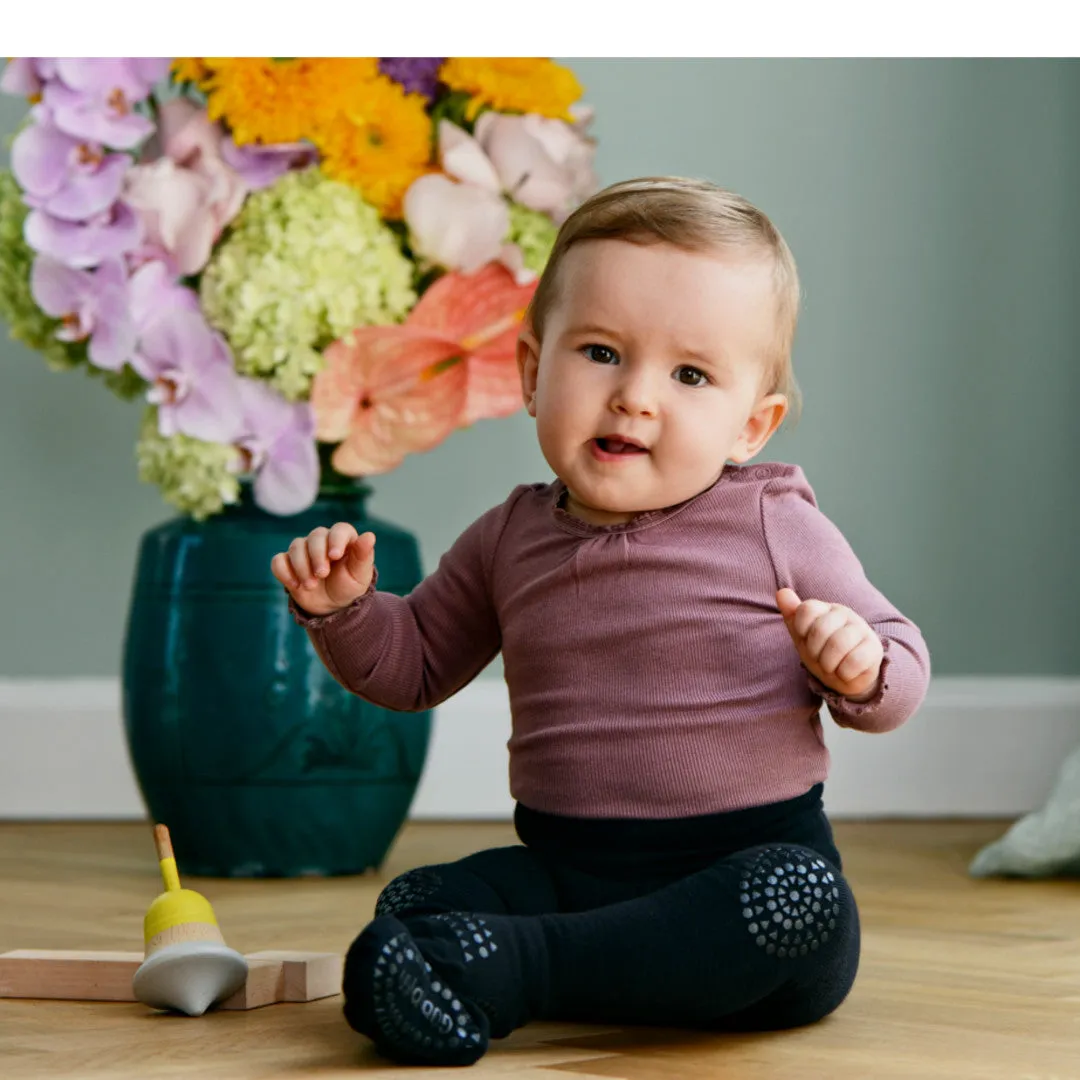 Non-slip crawling tights with grip for babies and toddlers - Organic Cotton - Black