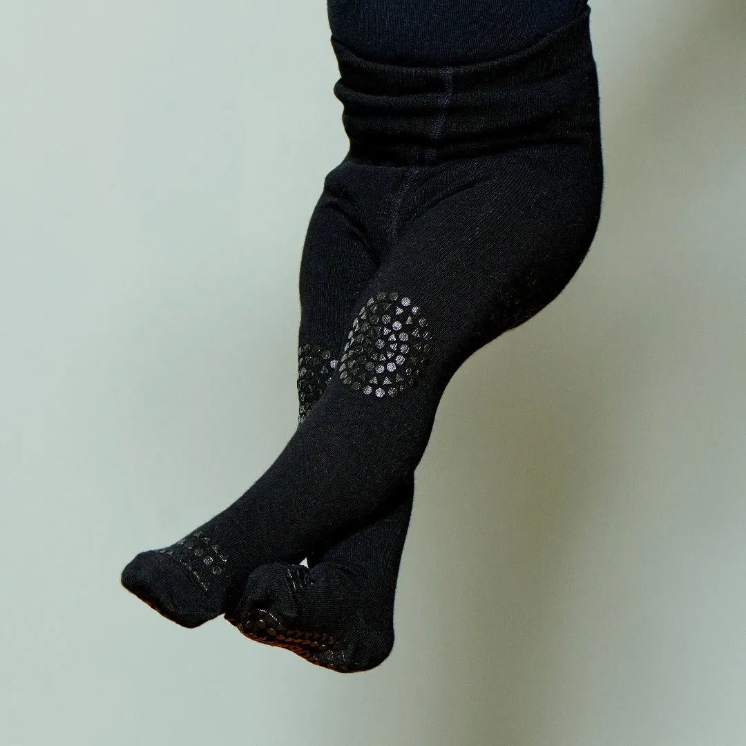 Non-slip crawling tights with grip for babies and toddlers - Organic Cotton - Black
