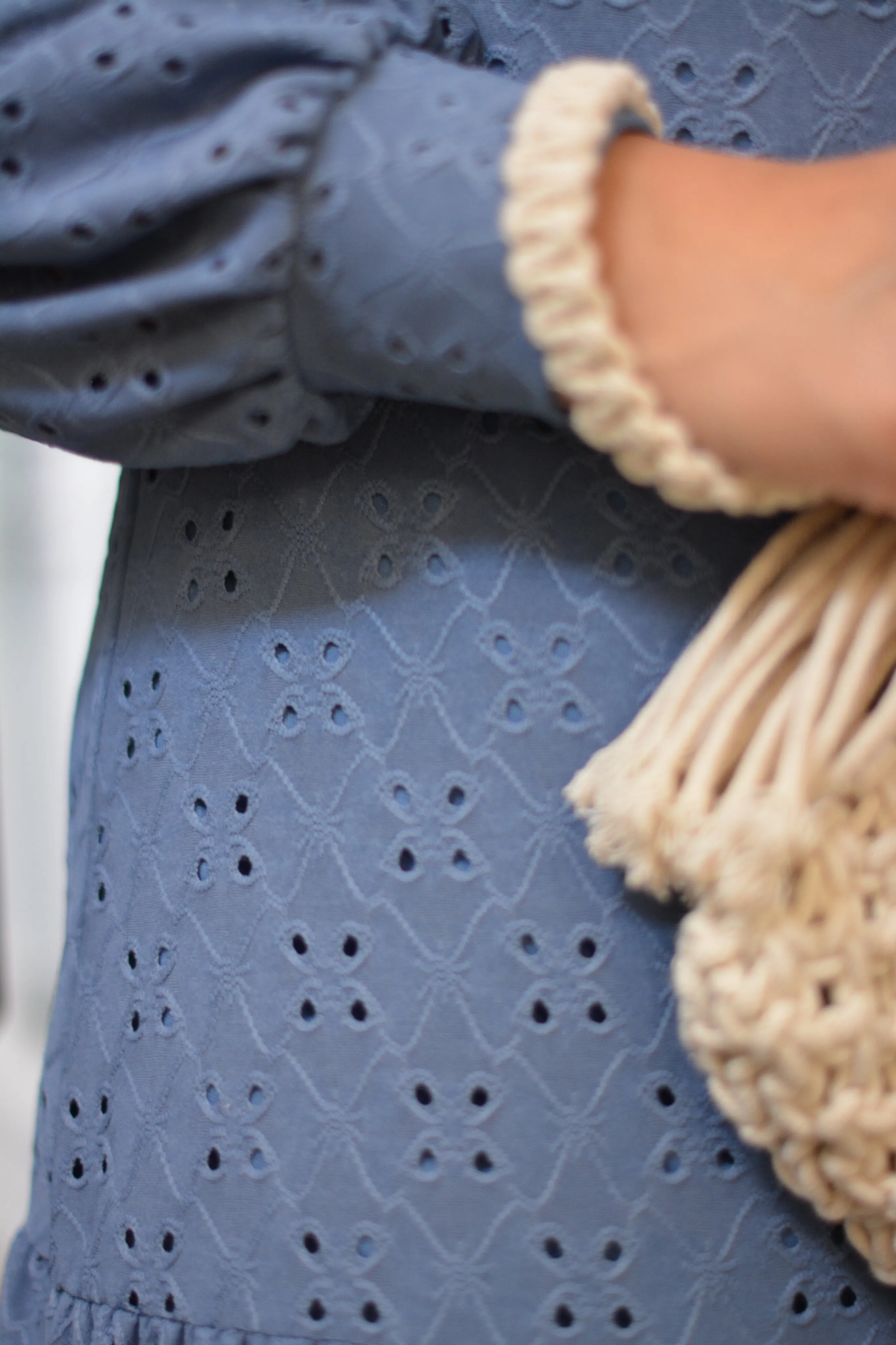 Octavia Denim Blue Eyelet Dress