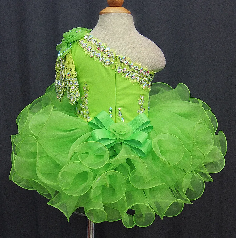 One Shoulder Toddler/Baby Girl Glitz Cupcake Pageant Dress