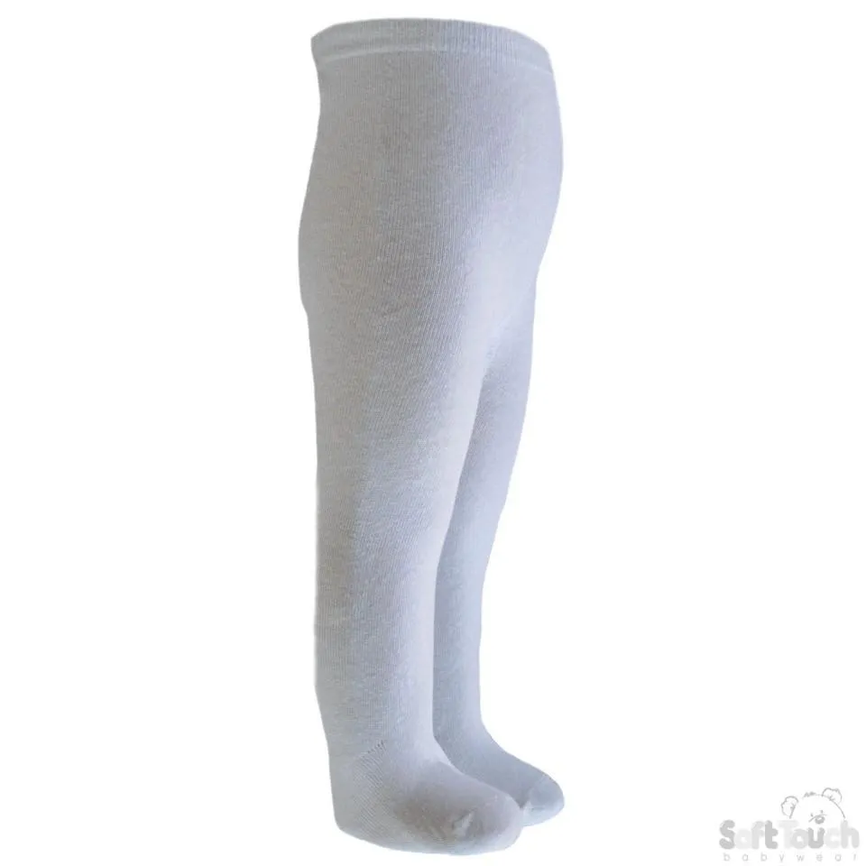 Plain White Cotton Tights - 3-6 Months - ( T80-W)