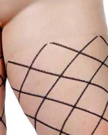 Plus Size Curvy Diamond Sheer Control Top Tights | Nude-Black