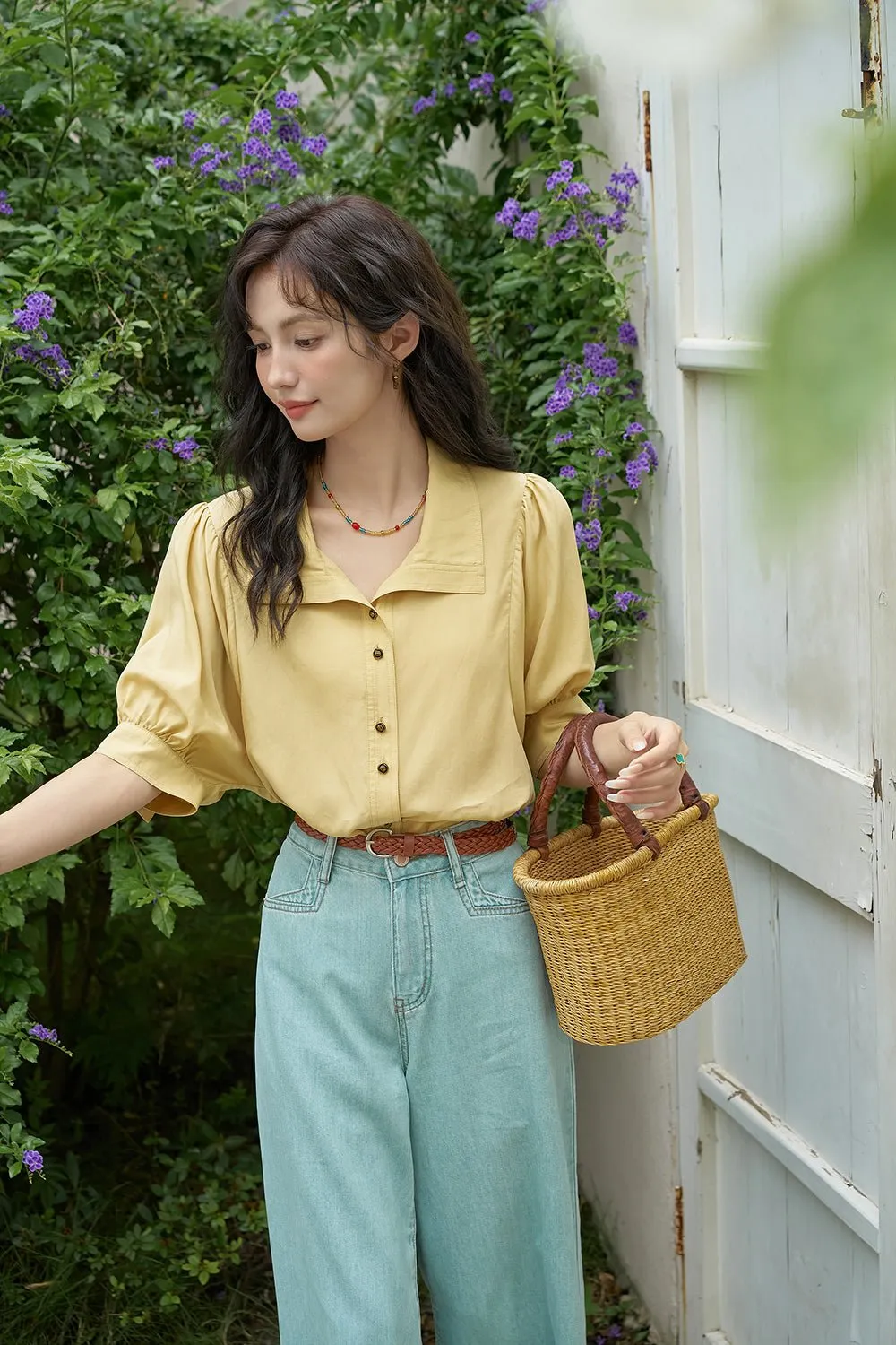 Puff Sleeve Commuter Shirt for Women