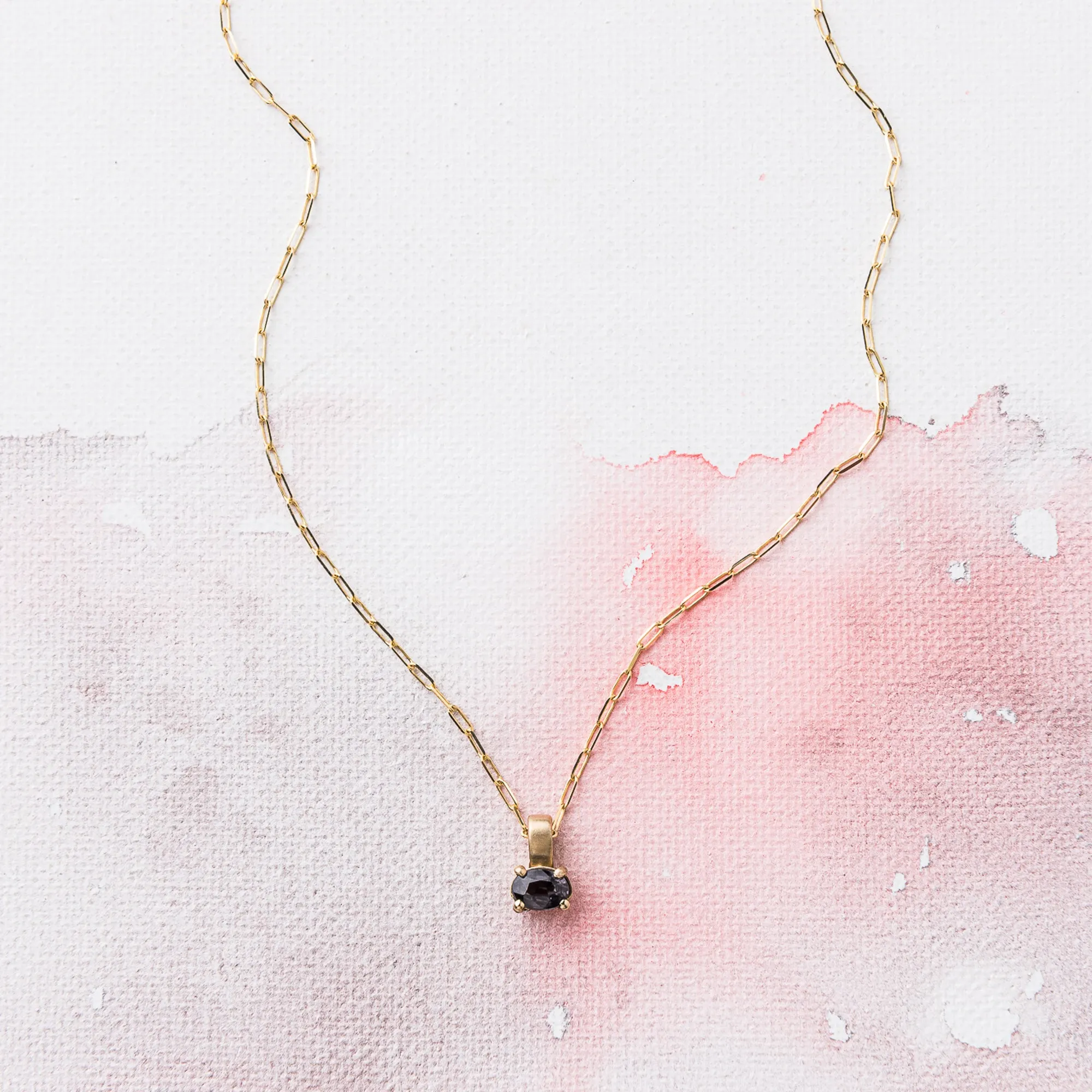 Purple Spinel East-West Necklace on Paperclip Chain in 14k Gold