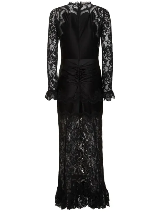 Rabanne   Stretch lace jersey long dress 