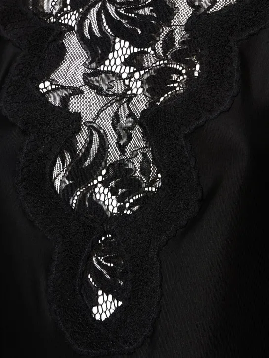 Rabanne   Stretch lace jersey long dress 