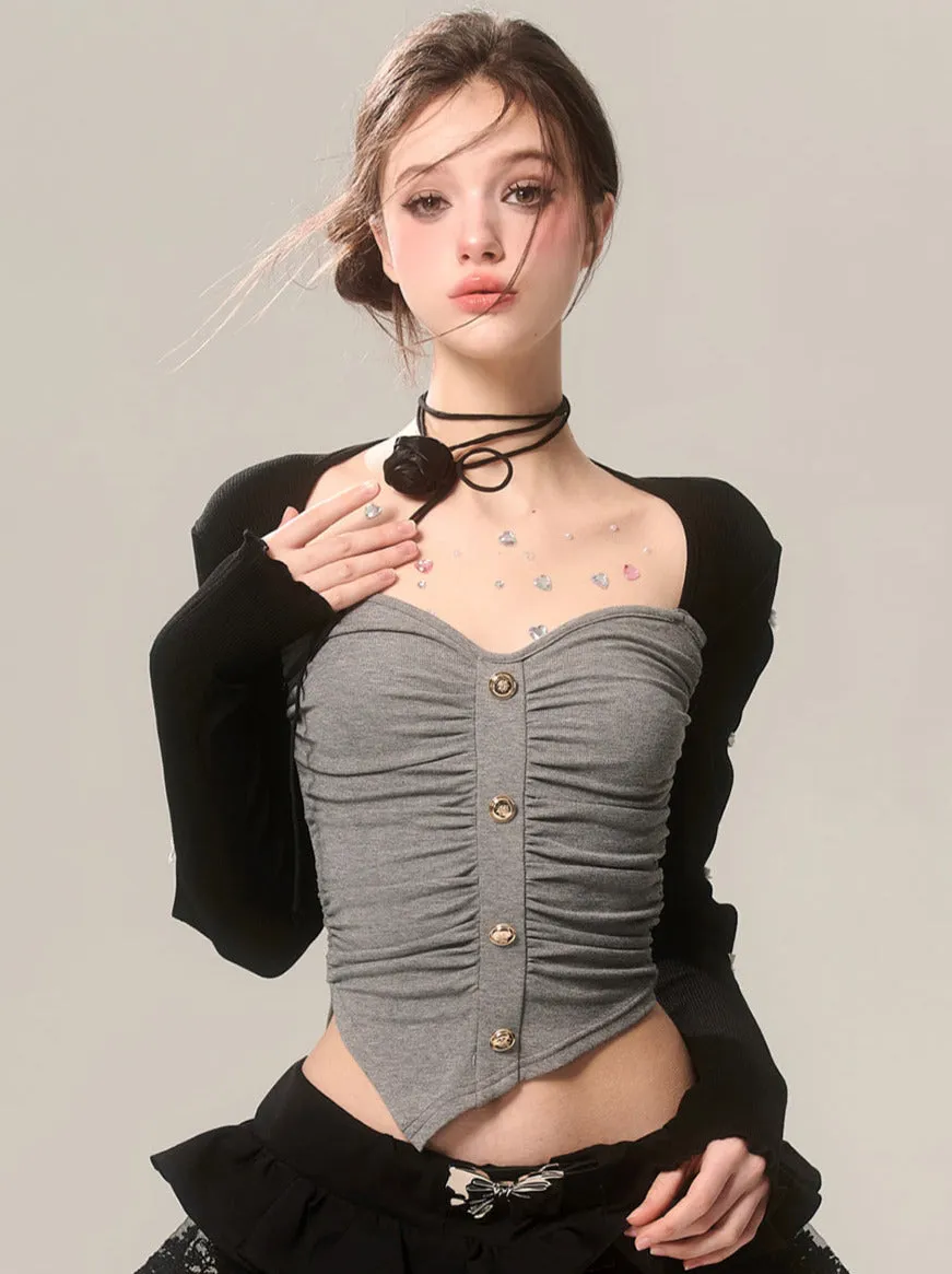 Romantic Sleeve Ribbon Top Shimmer
