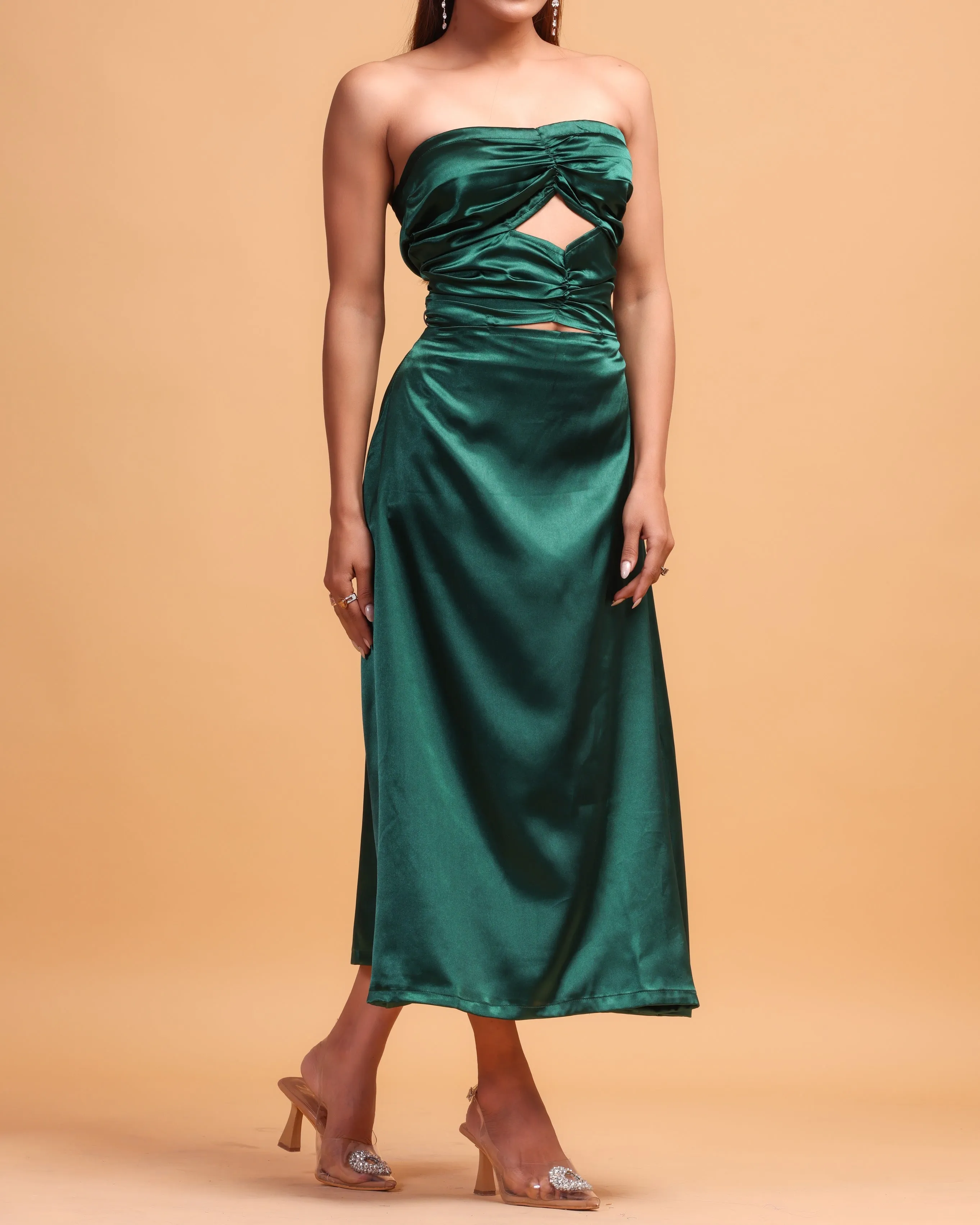 Satin Cutout Maxi Dress