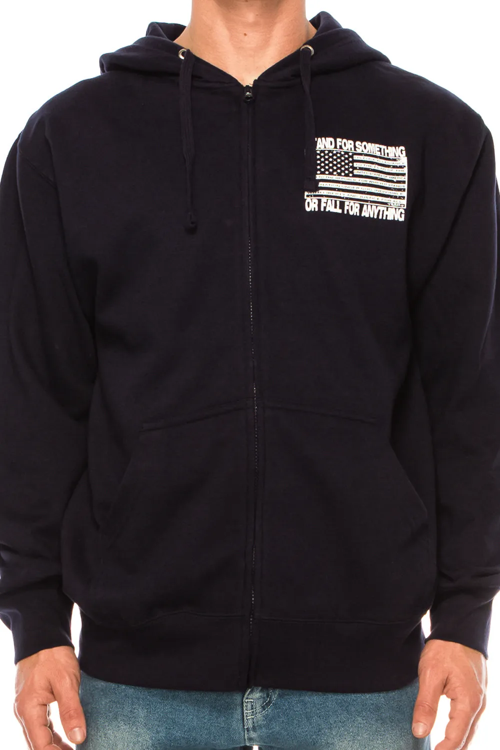 STAND FOR SOMETHING ZIP UP HOODIE - NAVY