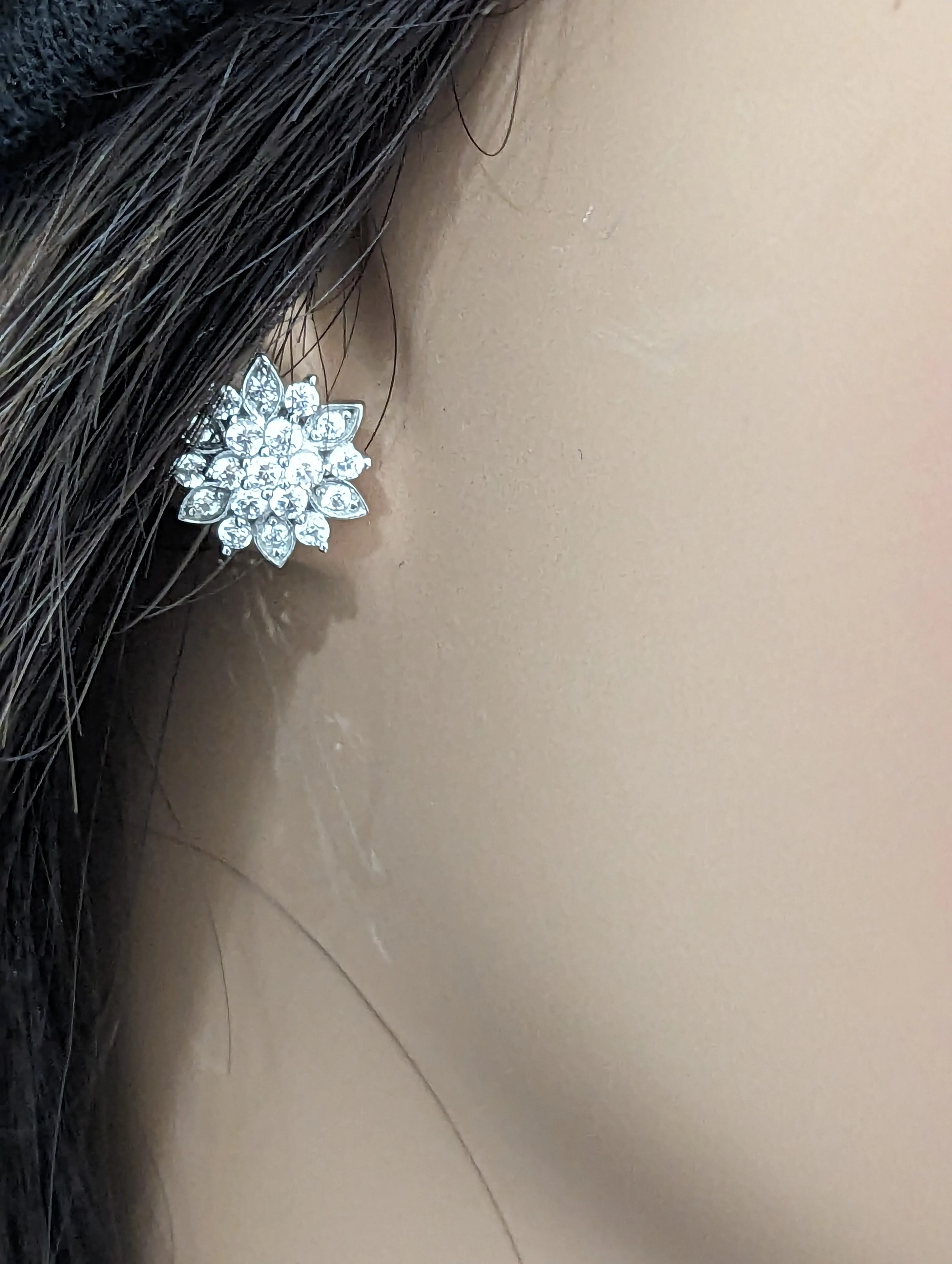Sterling Silver MicroPave CZ Flower Stud Earrings