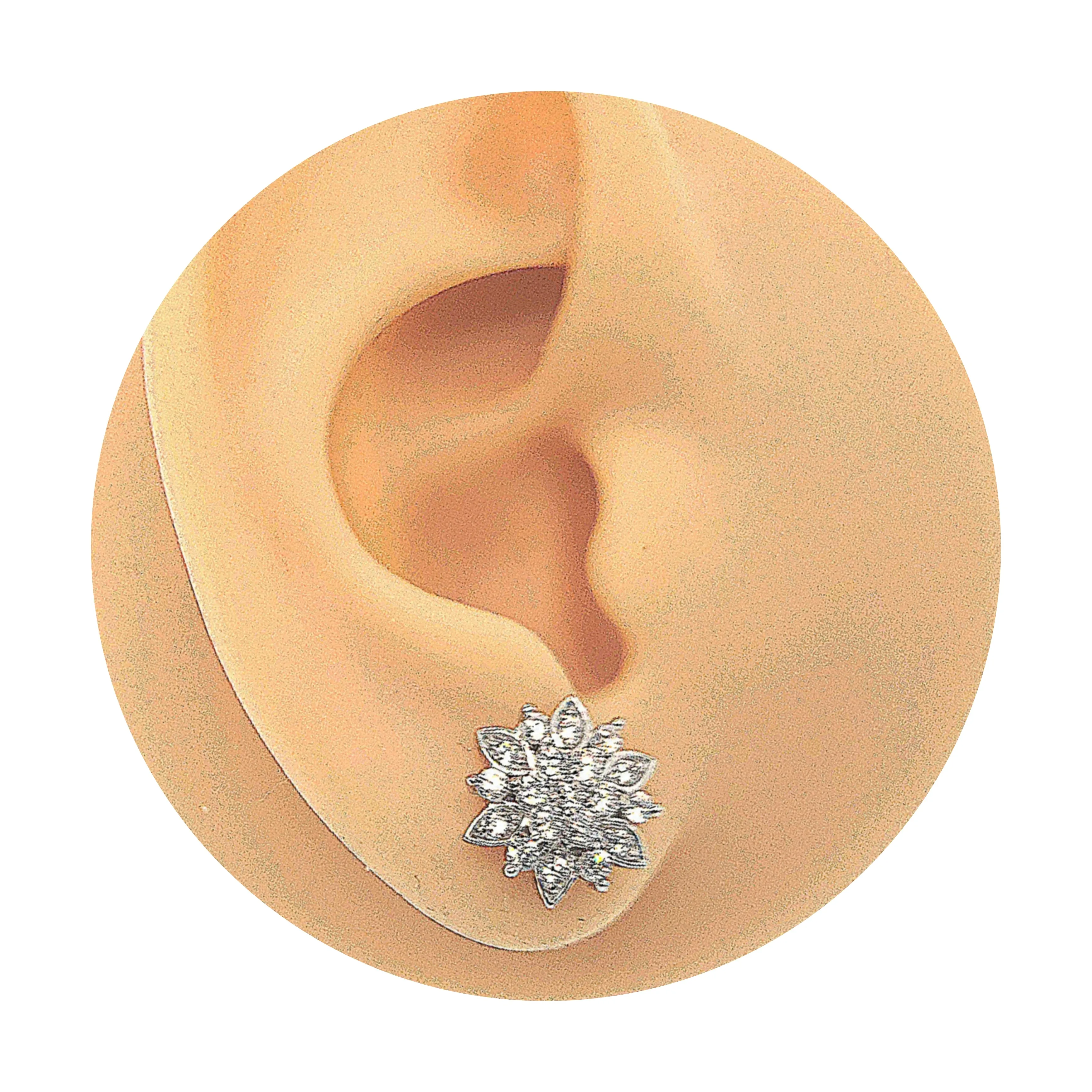 Sterling Silver MicroPave CZ Flower Stud Earrings