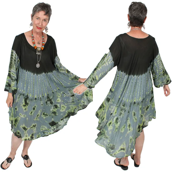 Sunheart Batik long-sleeve Summer Dress Boho Hippie Chic Resort Wear Sml-4x 
